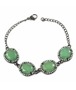 Gr. Aventurine, White Aust. Crystal ION Plated Black Stain Steel Statio ... - $8.10