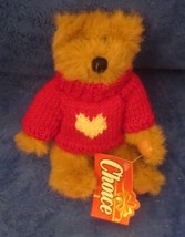 1994 GANZ MOE JOINTED BEAR WITH RED VALENTINE HEART SWEATER 9&quot; CH1478 - $21.03