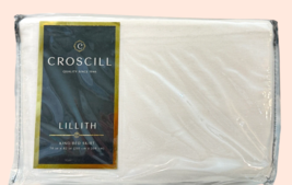 Croscill Lillith King Bed Skirt 79&quot; x 82&quot; 100% Cotton Drop 15.5&quot; White Dove - $36.63