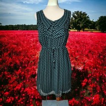 Delias Dress M Y2K Ditsy Dot Sheer Overlay Lined Elastic Waist Aqua Sleeveless  - £19.66 GBP