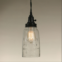 NEW! Half Gallon Glass Mason Jar Open Bottom Industrial Pendant Light Lamp Retro - £61.99 GBP