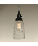 NEW! Half Gallon Glass Mason Jar Open Bottom Industrial Pendant Light La... - $107.59 CAD