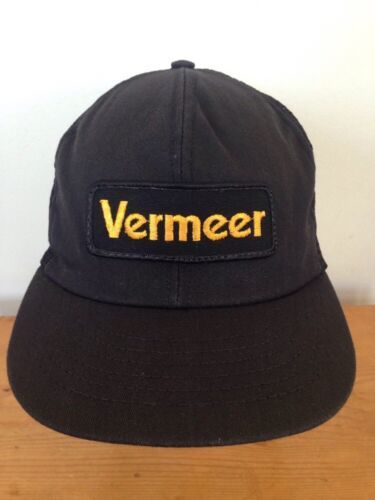 Primary image for Vintage Vermeer USA Made Swingster Black Patch Mesh Trucker Hat Snapback Adjust