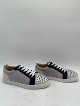 Christian Louboutin Louis Junior Spikes Embellished Low White/Navy Size 42 - $579.14