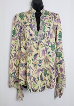 Diane Von Furstenberg DVF Blouse Long Sleeve Multi-Color  100% Silk Size P - £69.86 GBP