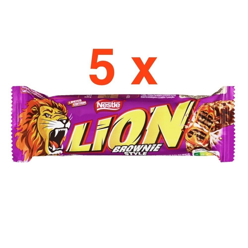 Lion Bar BROWNIE STYLE Chocolate bars 5pc. Made in Europe  FREE SHIPPING - £9.40 GBP