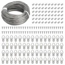 Picture Hanging Kit - 100 Feet Stainless Steel Hanging Wire, 60 Pcs D Ri... - £11.98 GBP