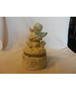 White Ceramic Angel Cherub With Dove Trinket Box with Gold Trim from SEI - £39.23 GBP