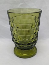 Vintage MCM Green Indiana Glass Ridged Cup 2 1/2&quot; X 3 3/4&quot; - £23.25 GBP