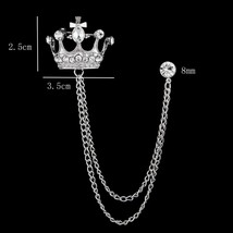 Stunning Diamonte Silver Plated Vintage Look Crown Chain Christmas Brooch Pin D1 - £14.65 GBP