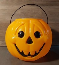 Pumpkin Bucket Halloween Orang Jack O Lantern General Foam Trick Treat Blow Mold - £18.06 GBP