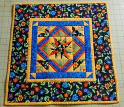 Handmade Quilt Block Paper Pieced Wall Hanging Vibrant Colors Fiesta Star 2003 - £39.55 GBP