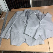 Yves Saint Laurent Gray 2 Pc Sport Coat Vest VINTAGE Set Sz 44R Blazer Jacket - £70.59 GBP