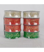 Sheer Fabric Ribbon Value Pack Lot of 2 Green, Red, White Christmas Gold... - £6.17 GBP