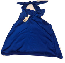 A New Day Unique Blue V-Neck “Tie” Sleeveless Shirt - £12.62 GBP