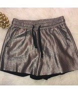 WIYA metallic silver lavender drawstring shorts - $15.92