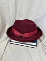 Vtg Lee Black Excello Bollman Red Maroon Wool Felt Fedora Hat Silk Band Small - £17.93 GBP