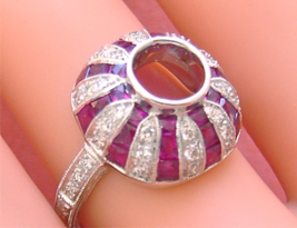 ANTIQUE STYLE ART DECO .4ctw DIAMOND 2.3ct RUBY WHITE 18K 1 CARAT RING M... - $3,761.01