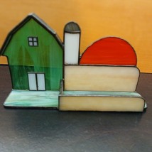 Stained Glass Art Light House Sunse Business Card Holder HANDCRAFTED Des... - $21.78