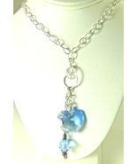 Artisan Necklace Sterling Silver Chain Made with SWAROVSKI Blue Heart &amp; ... - £26.52 GBP
