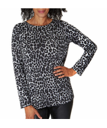 Mario Serrani ~ Gray Leopard ~ Ladies&#39; Size XL ~ Long Sleeve ~ Crewneck Top - $427.20 MXN