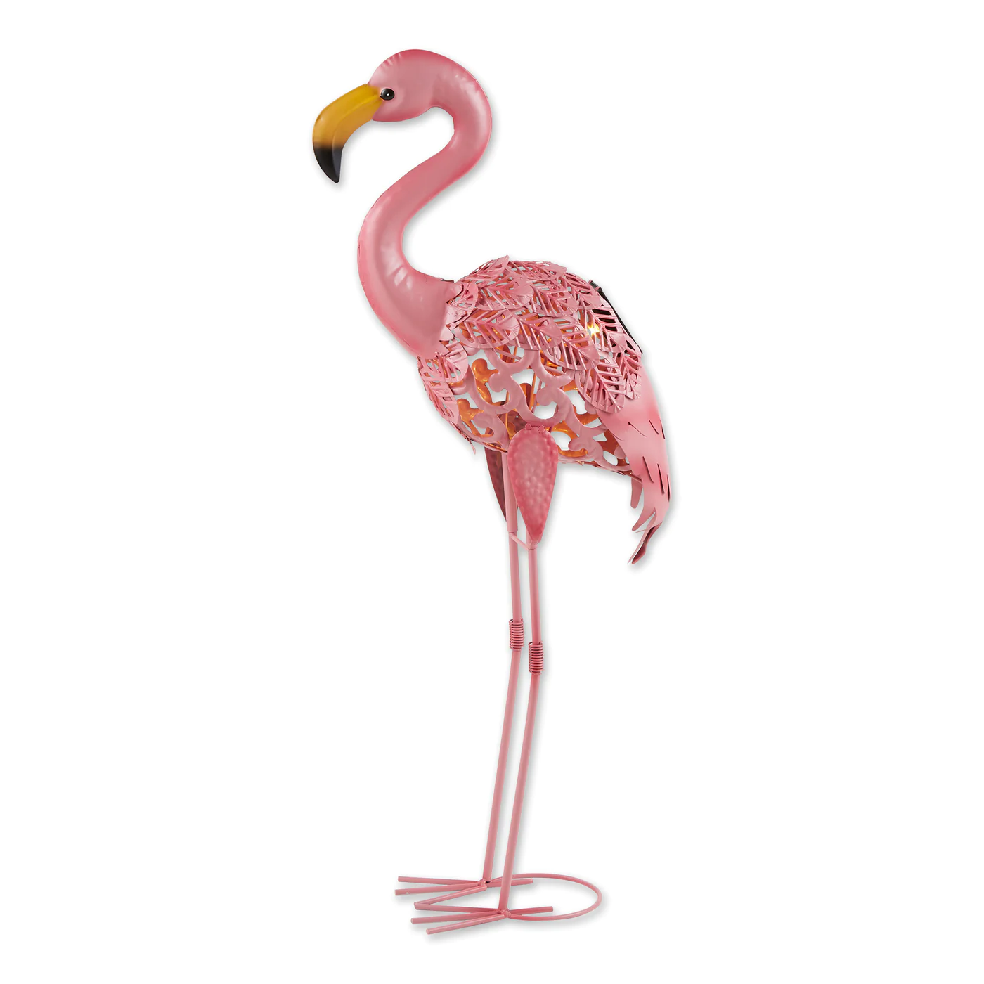 Flamingo Standing Tall Solar Metal Statue - $1,270.32 MXN