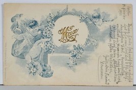 Cherubs Ribbons Flowers Pretty Blue 1901 to Berlin Postcard K18 - £7.15 GBP