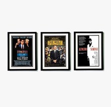 Wall Street, The Wolf of Wall Street &amp; Scarface Framed Posters - £119.10 GBP