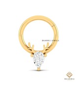 Penelope Single Pear Diamond 14K Solid Gold Piercing | Prong Set Nose Ri... - $174.00