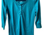 Cherokee Top Girls Size  XL Green 3/4 Sleeve Knit Shirt Henley Cotton Blend - £2.37 GBP
