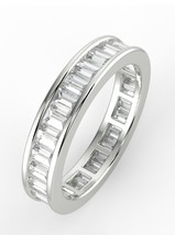Simulated Baguette Diamond 925 Sterling Silver Full Eternity Band, Wedding Ring - £88.19 GBP