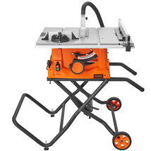 VEVOR Table Saw with Stand, 10-inch 15-Amp, Max Rip 25-in, Speed to 5000RPM - $287.99