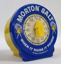 Retro Blue Yellow Morton Salt Kitchen Timer - When It Rains It Pours Vintage? - £16.01 GBP