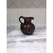 Amethyst Glass Mini Creamer Pitcher, Vintage Hand-Blown Art Glass 4.5&quot;, ... - £14.79 GBP
