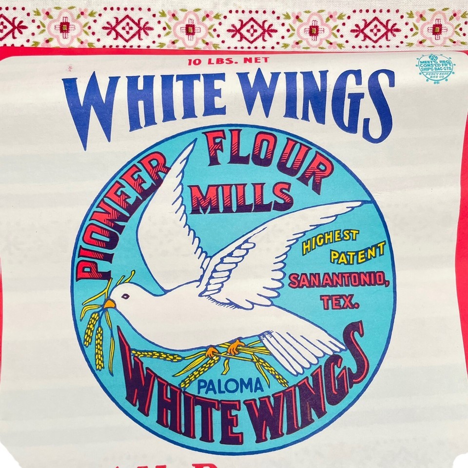 Pioneer Mills Flour Fabric Bag Paloma White Wings Dove San Antonio Texas Item image 3