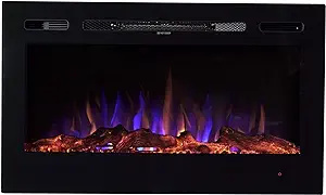 Led Wall Mounted Or Built In Recessed Electric Fireplace, Log Wood Flame... - $506.99