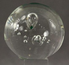 Studio Art Glass Controlled Bubble Round 2.25&quot; Tall Green Felt Base Pape... - £13.38 GBP