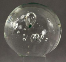 Studio Art Glass Controlled Bubble Round 2.25&quot; Tall Green Felt Base Pape... - $16.70