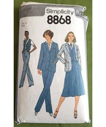 Simplicity Pattern #8868 Misses Size 10 Pants Skirt Vest Unlined Jacket ... - $6.92