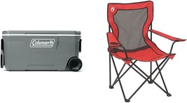 Coleman 316 Series Insulated Portable Cooler With Heavy Duty Wheels, Lea... - £131.08 GBP