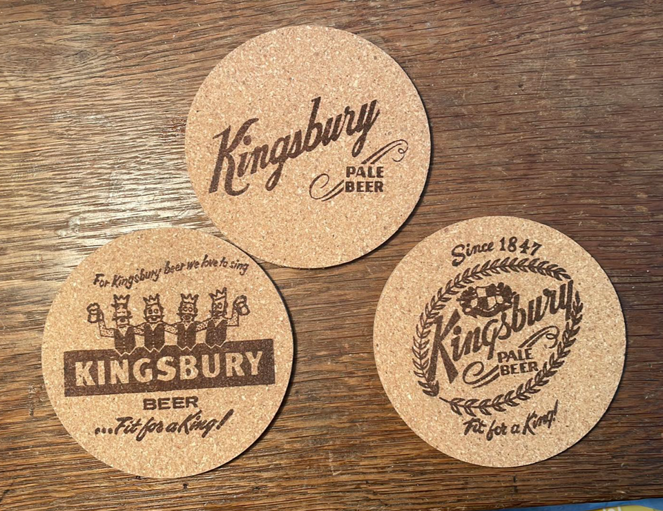 KINGSBURY BEER CORK COASTERS SET OF 3 - $10.92