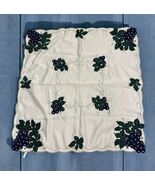 Vintage Card Table Tablecloth White W/Grapes Blueberries Fruit Leaves 33... - $23.75