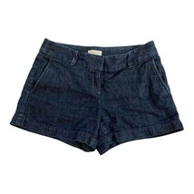 Loft Outlet Womens Jean Shorts Sz 0 Blue 4” Short Dark Wash Solid Denim pockets - £15.54 GBP