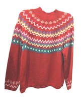 New Croft &amp; Barrow Red Sweater Womens 1X Fair Isle Retro Vibes Cozy Holi... - £35.35 GBP