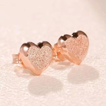 Rose Gold  Rose™ Matte Brilliance Heart Stud Earrings - £12.50 GBP