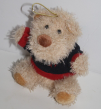 Hugfun Teddy Bear Dog 5&quot; Beige Plush Christmas Shirt Soft Toy Ornament S... - $11.95