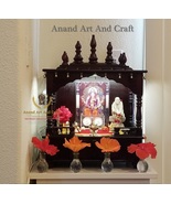 Wooden Temple bells Mandir Handcrafted Window Pooja Ghar Mandap With Bea... - £281.92 GBP