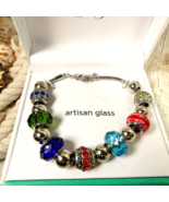 JC Penney Dazzling Designs Silver Multicolor Artisan Glass Beaded Bracel... - $377.47 MXN