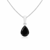 8x6mm Pear-Shaped Black Onyx Solitaire Pendant in Silver - £104.66 GBP