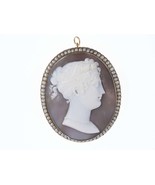 Large Antique 14k Gold Sardonyx Shell cameo with natural pearls pendant/... - $1,875.06